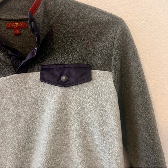 7 FOR ALL MANKIND Boys Color Sz XL Polar Fleece Jacket Funnel neck Snap Button - Picture 6 of 10
